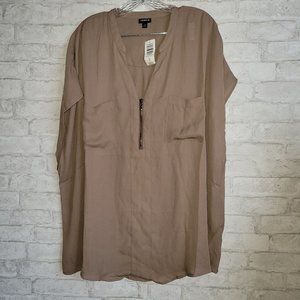 NWT Torrid Deep Taupe Zip Front Blouse Size 4X